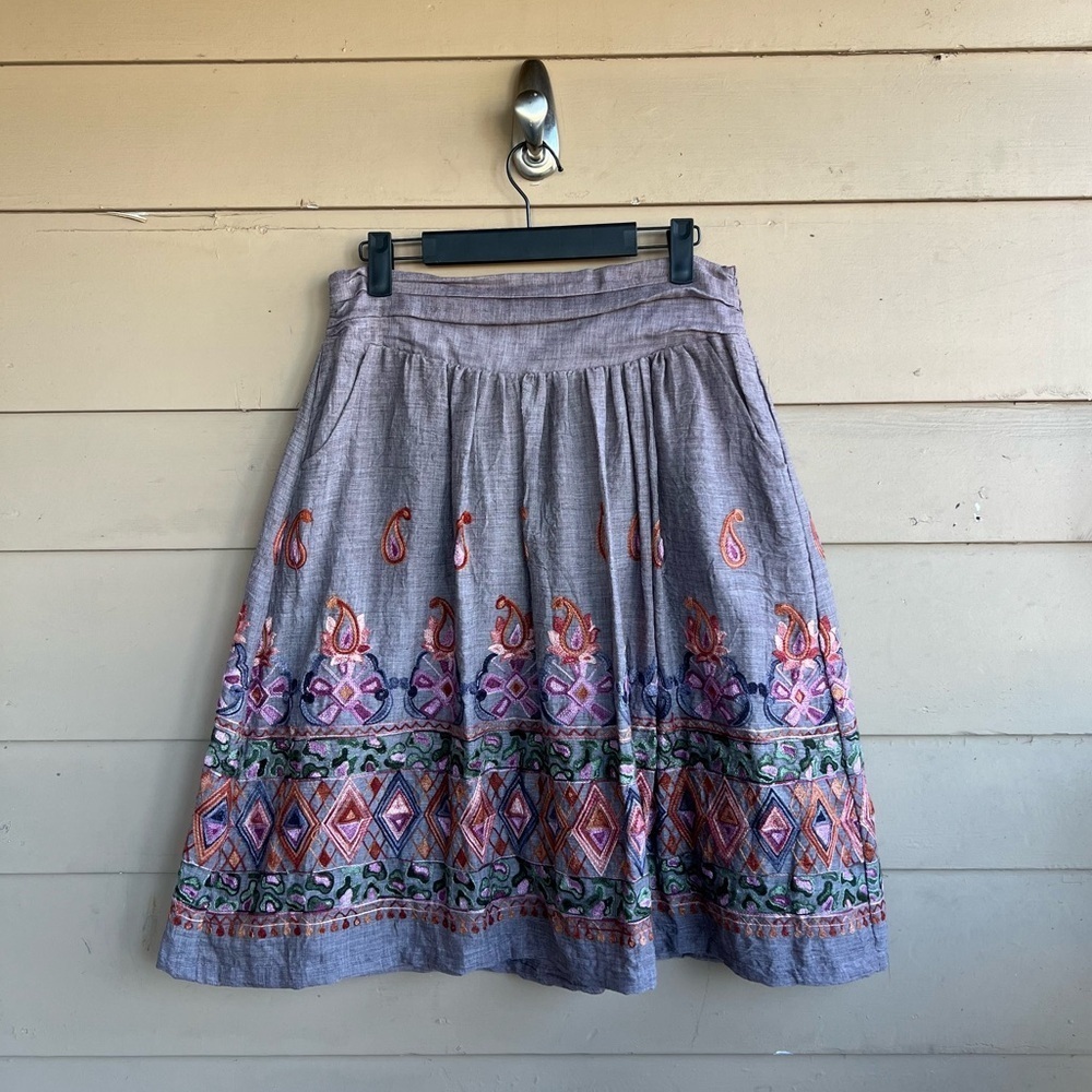 Democracy Women's Embroidered Pull-on Skirt - Size M Boho Hippie Peasant